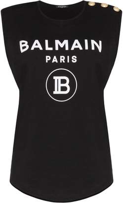 Balmain logo print tank top Balmain logo print tank top