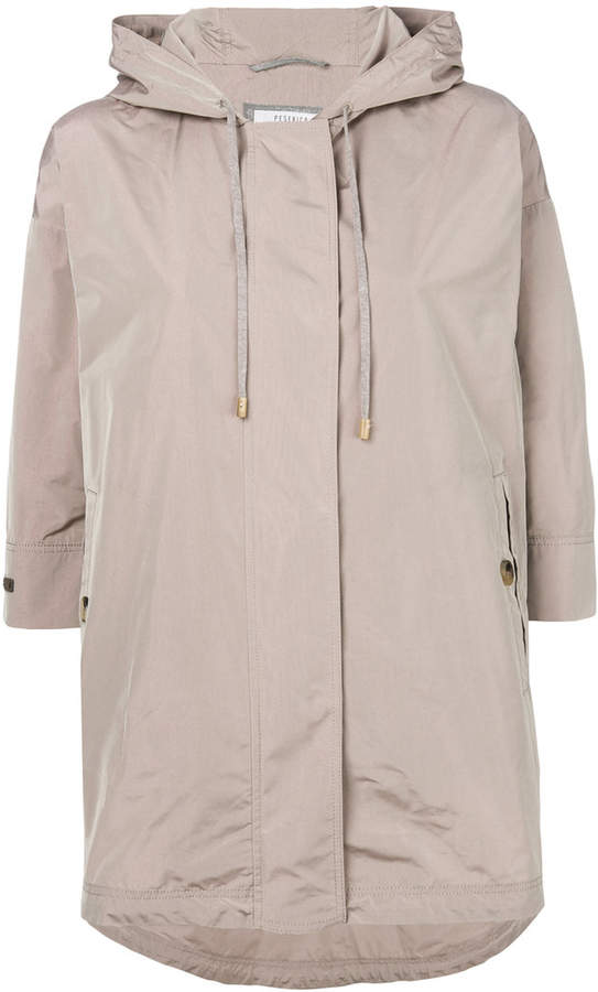 cropped sleeve zip jacket