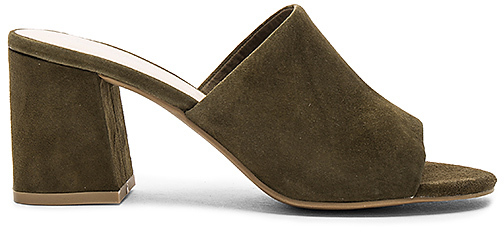 Commute Heel in Olive Suede in Olive. 