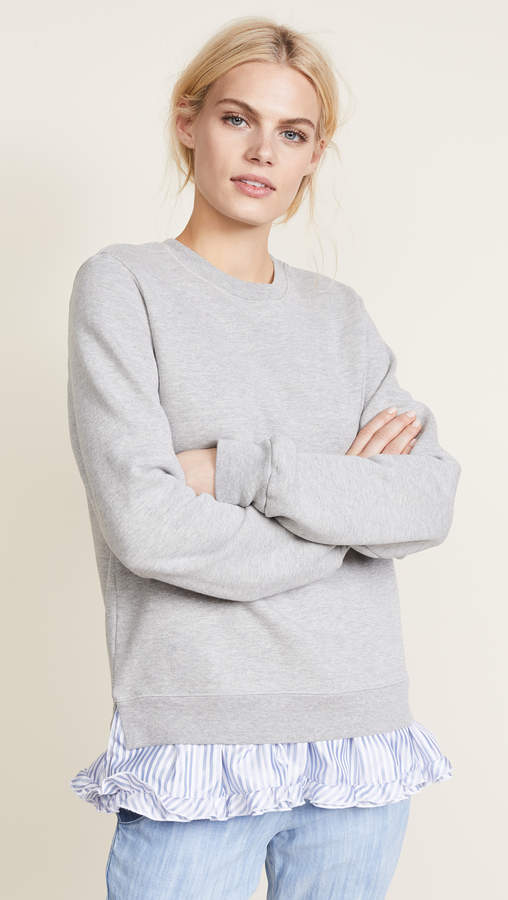 Sweatshirt with Contrast Ruffles