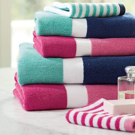 Color Block Bath Towel, Lavender