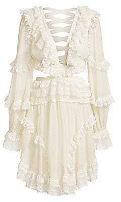 Zimmermann Women's Suraya Lace Trim Cutout Mini Dress