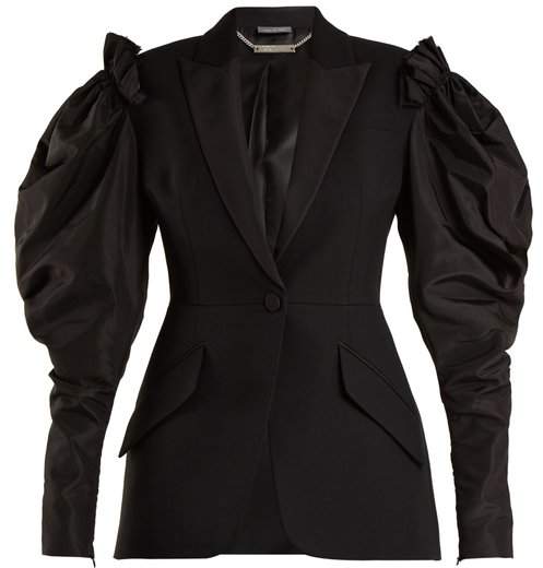 Contrast-sleeve wool-blend blazer