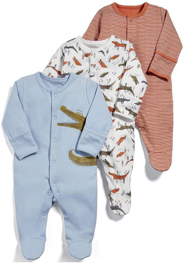 Baby Boys 3 Pack Snappy Sleepsuits