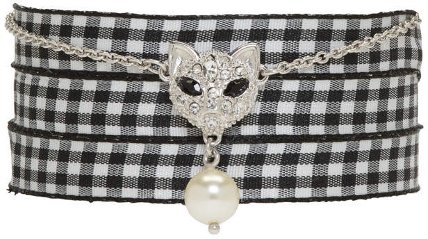 Silver Cat Pearl Charm Bracelet
