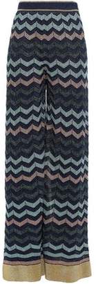 M Missoni Metallic Crochet-knit Wide-leg Pants