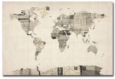 Wayfair Vintage Postcard World Map Canvas Giclee Print