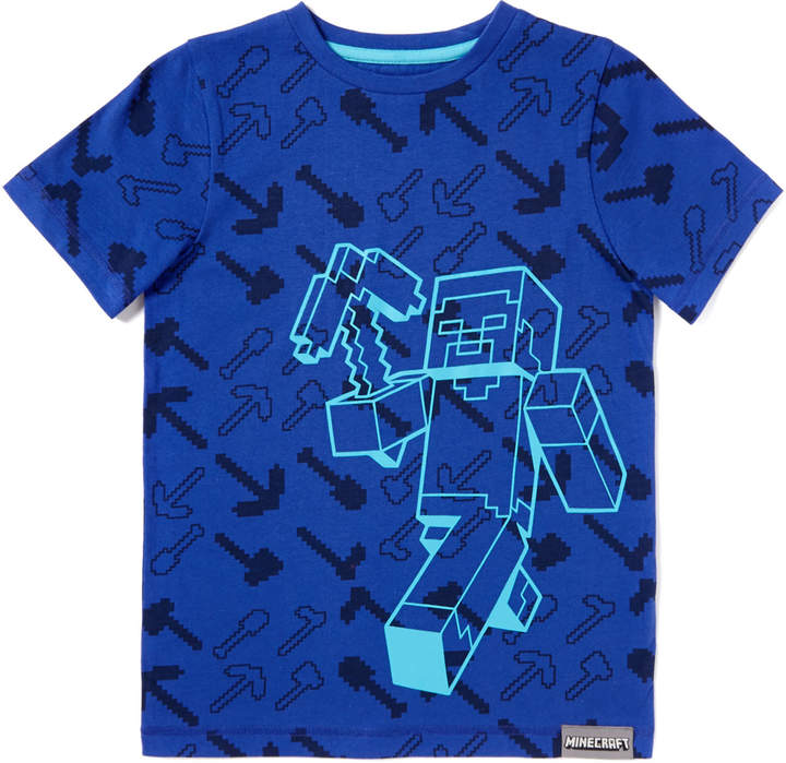 Tu Clothing Multi Coloured Blue Minecraft Print T-shirt