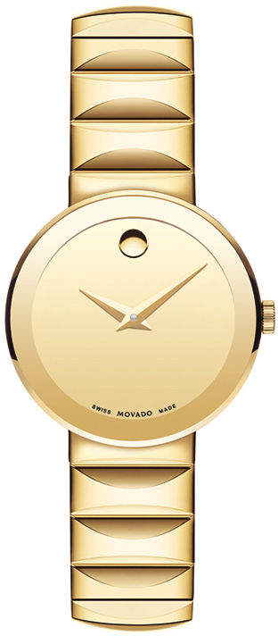 Ladies' Movado Sapphirea Gold-Tone PVD Watch with Mirror Dial (Model: 0607214)