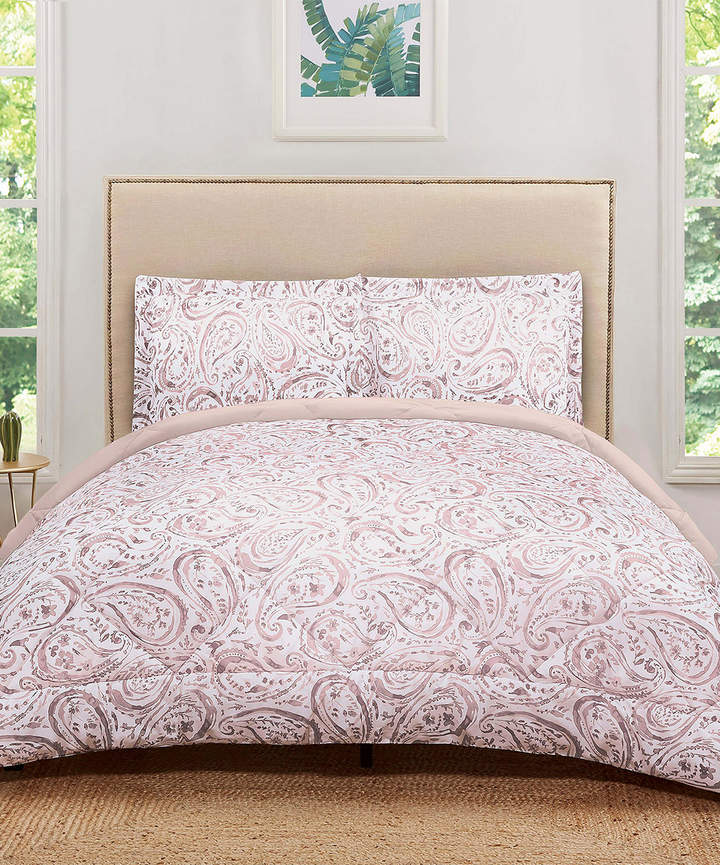 Blush Pink Truly Soft Watercolor Paisley Comforter Set