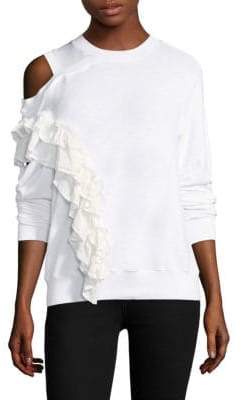 Ruffle Cold-Shoulder Pullover