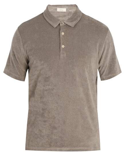 Terry-towelling cotton-blend polo shirt