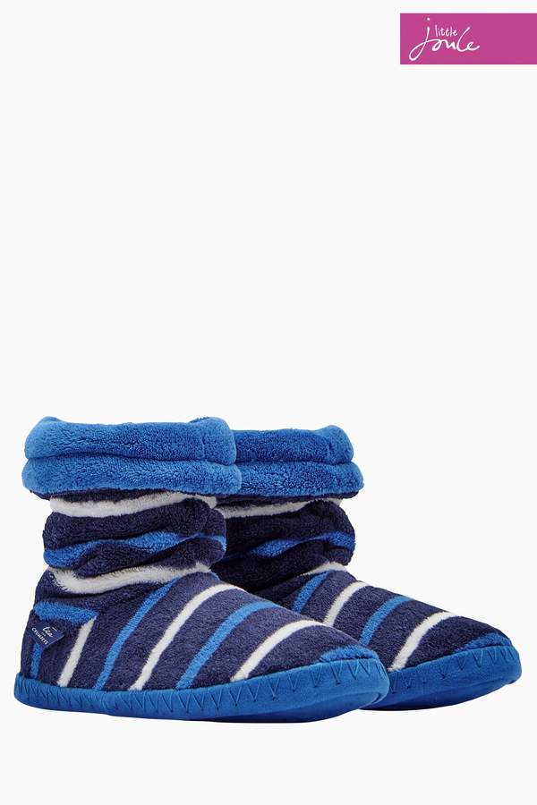 Boys Joules Navy Stripe Fleece Lined Slipper Sock - Blue