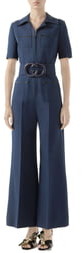 Gucci Belted Wide Leg Cady Crepe Jumpsuit