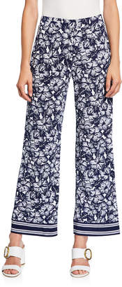 MICHAEL Michael Kors Floral Wide-Leg Border Pants MICHAEL Michael Kors Floral Wide-Leg Border Pants