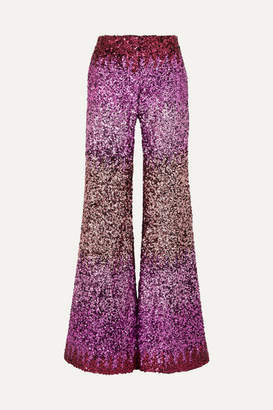 Halpern Dégradé Sequined Tulle Flared Pants - Pink Halpern Dégradé Sequined Tulle Flared Pants - Pink