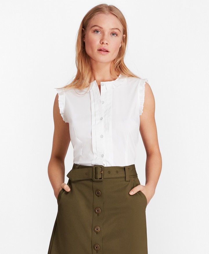 Ruffle-Trimmed Poplin Blouse