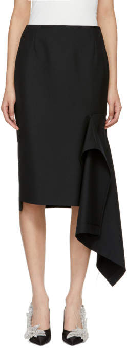 Black Side Godet Skirt