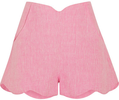  Fraise Scalloped Linen Shorts - Baby pink