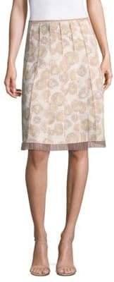 Peach-Print Gored Skirt