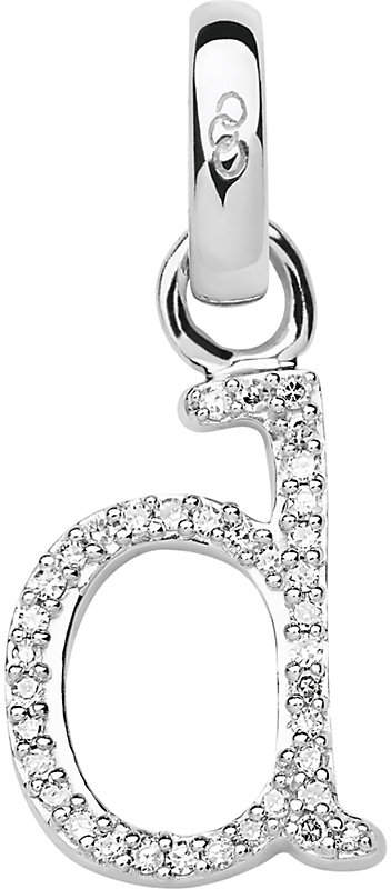 Alphabet D sterling silver and diamond charm