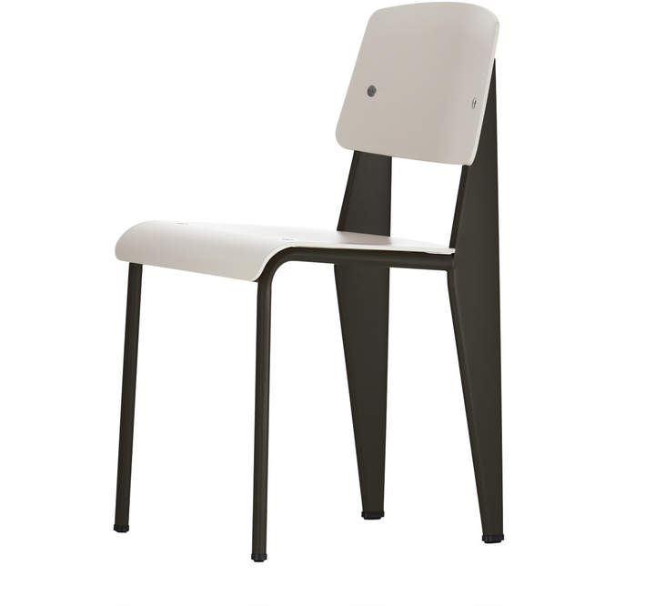 Prouvé Standard SP chair, schwarz / warm grau, Filzgleiter schwarz (Hartboden)