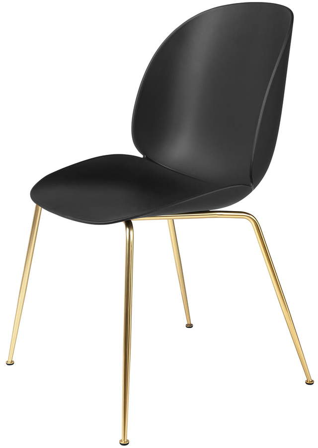 Gubi - Beetle Dining Chair, Conic Base Messing / Schwarz