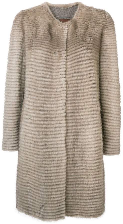 Liska collarless mid-length coat