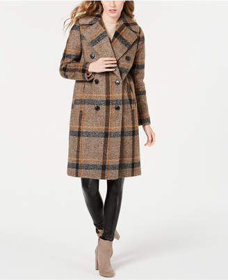 KENDALL + KYLIE Plaid Double-Breasted Coat