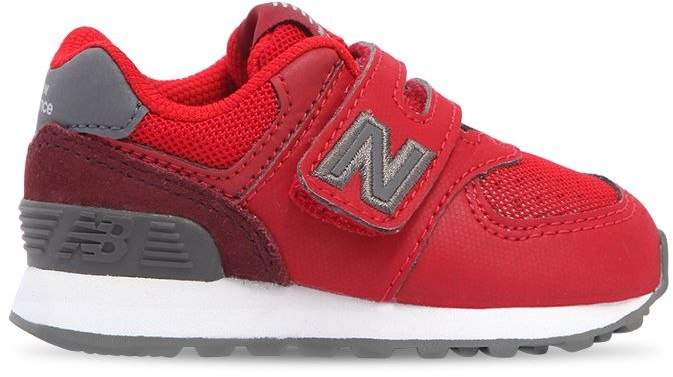 574 Faux Leather & Mesh Strap Sneakers