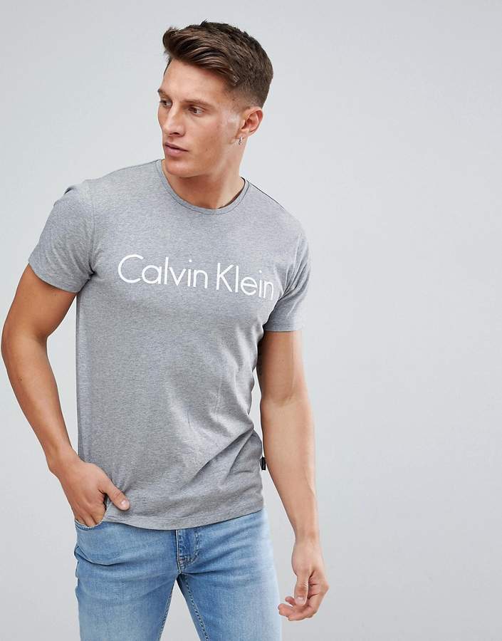 – Graues T-Shirt mit Rundhalsausschnitt und Logo