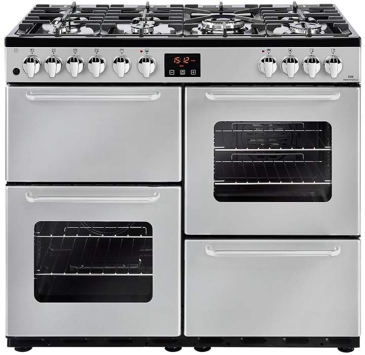 NW 100DFT 100cm Dual Fuel Range Cooker - Silver With Connection