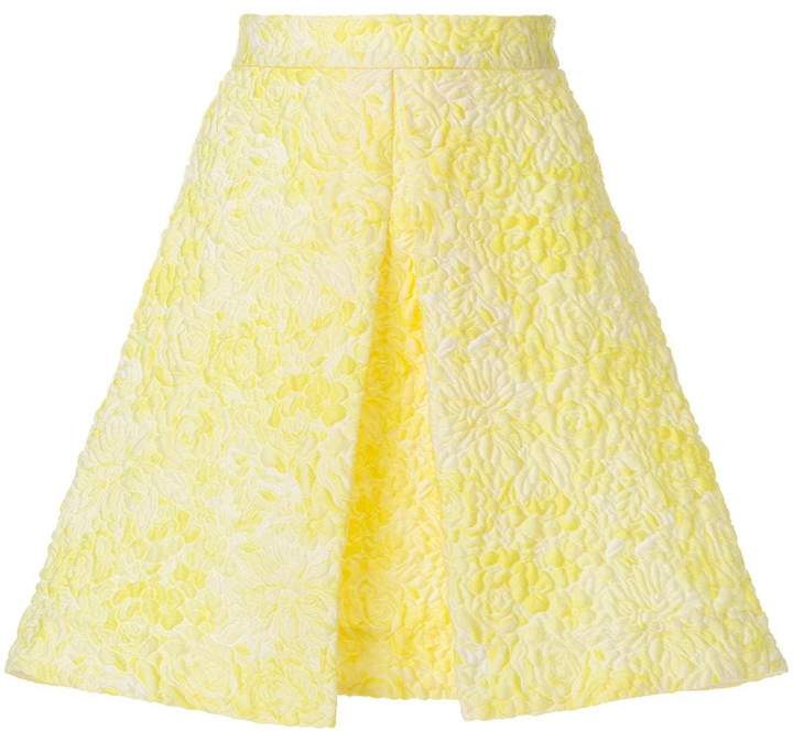 quilted embroidery A-line skirt