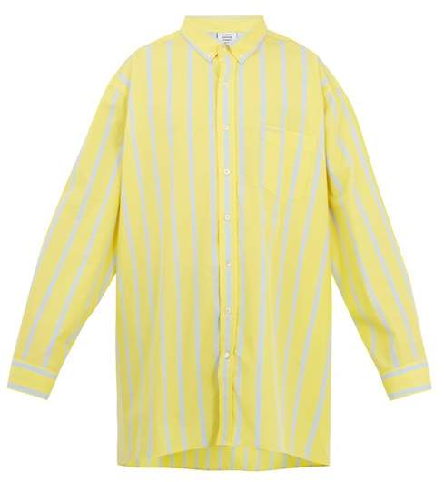 Striped patch-pocket cotton shirt