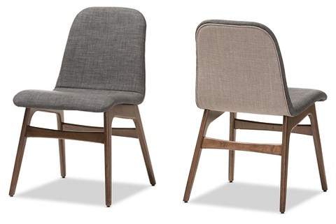  Embrace Mid-century Retro Modern Scandinavian Style Dark Gray Fabric Upholstered Walnut Wood Finishing Dining Chair2 (Set of 2)