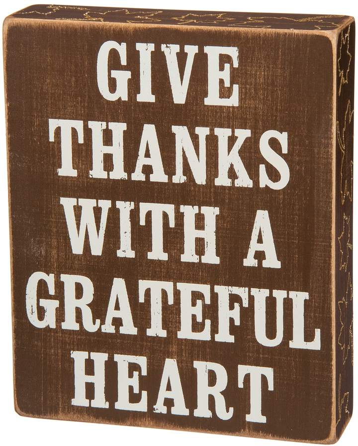 ''Give Thanks Grateful Heart'' Wooden Box Sign Art