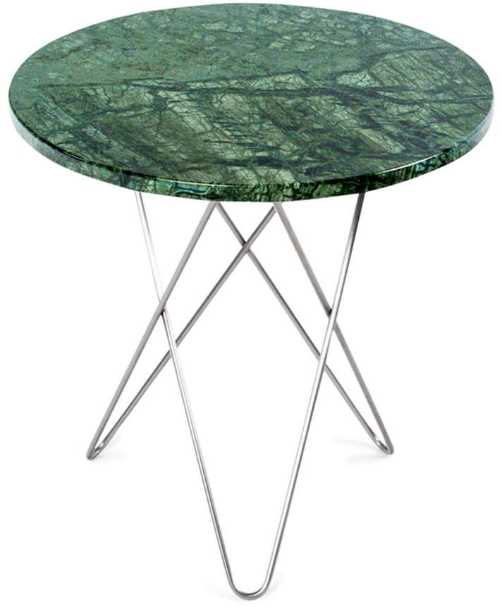 Ox Denmarq - Tall Mini O Beistelltisch Ø 50 cm, edelstahl / Marmor Grün