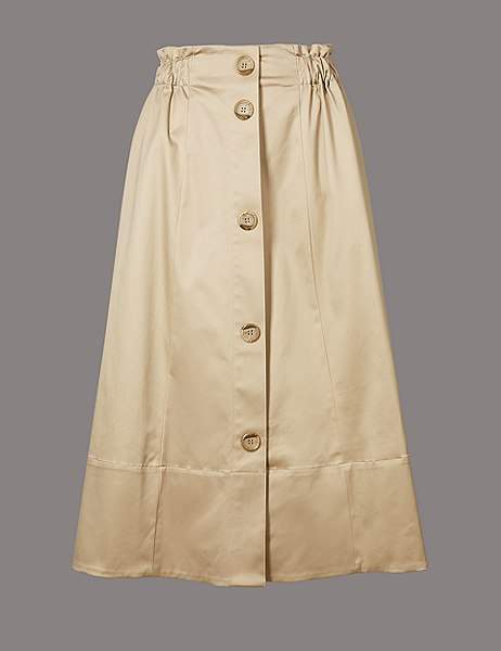 Cotton Rich A-Line Midi Skirt