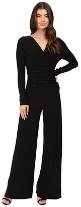 Norma Kamali KAMALIKULTURE by V-Neck Long Sleeve Shirred Waist Jumpsuit