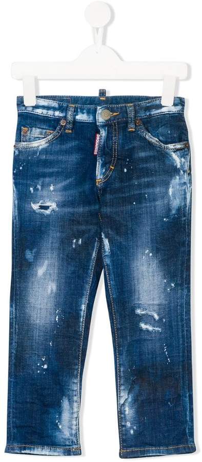 distressed effect jeans
