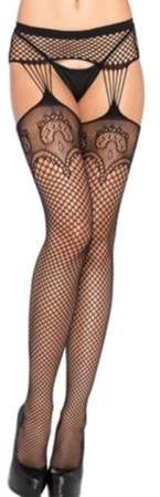 Women's Industrial Net Garter Belt Stockings, Black, One Size