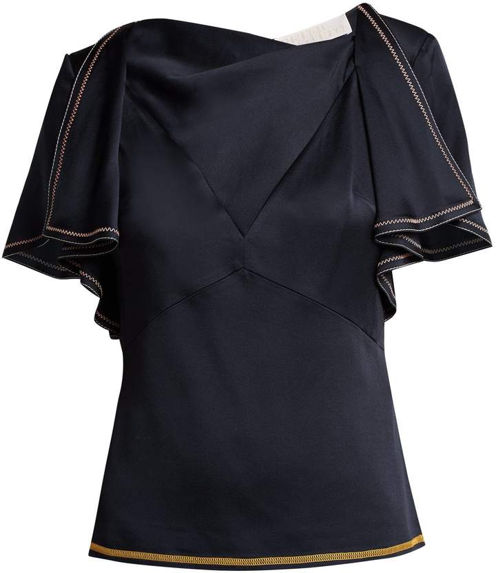 Drape neck satin top