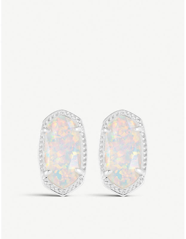 Ellie 14ct silver-plated White Kyocera stud earrings