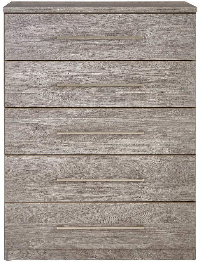 Aura Ready Assembled 5 Drawer Wide Chest