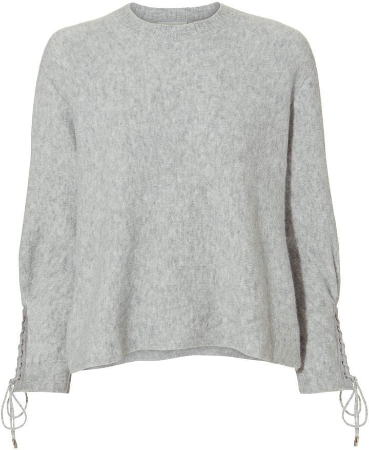 Lace Cuff Grey Sweater