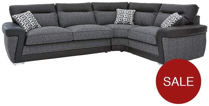 Geo Fabric And Faux Leather Right-Hand Corner Group Sofa