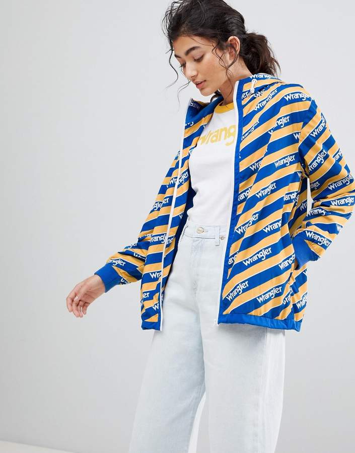 – Windjacke mit Reißverschluss in Blau und Gelb