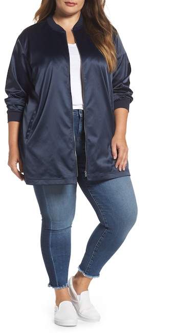 Long Bomber Jacket (Plus Size)