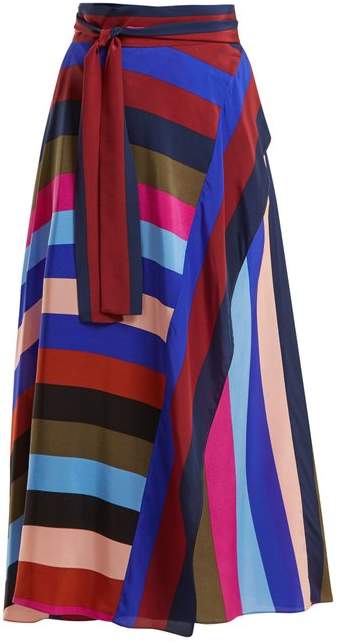 Carson striped silk wrap skirt