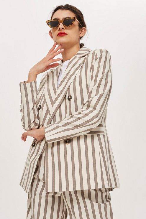 Striped double breasted blazer